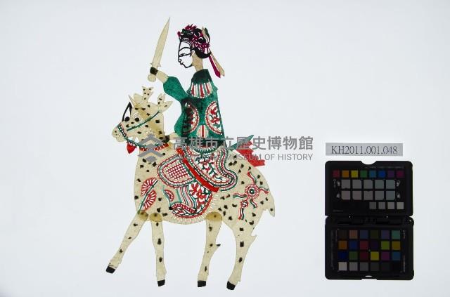 皮影戲偶全身女騎-道姑騎梅花鹿藏品圖，第1張