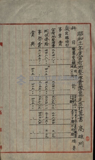 官有地整理費豫算關係書類
（地理系）藏品圖，第269張