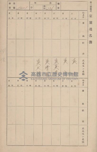 鳳山郡鳥松庄田草埔家屋臺帳
（二冊之內第二號）藏品圖，第64張