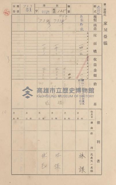 鳳山郡林園庄港子埔家屋臺帳（三冊之內第三號）藏品圖，第64張