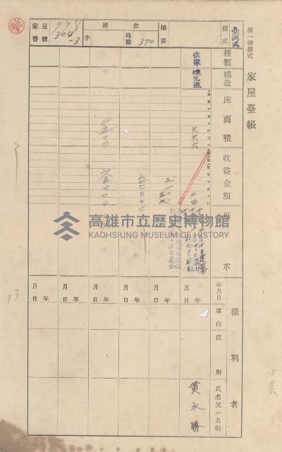 鳳山郡林園庄中芸家屋臺帳（二冊之內第二號）藏品圖，第124張