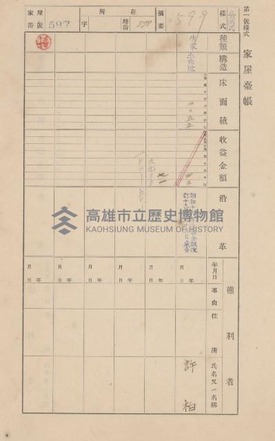 鳳山郡仁武庄翠屏村二之二家屋臺帳
（四冊之內第四號）藏品圖，第124張