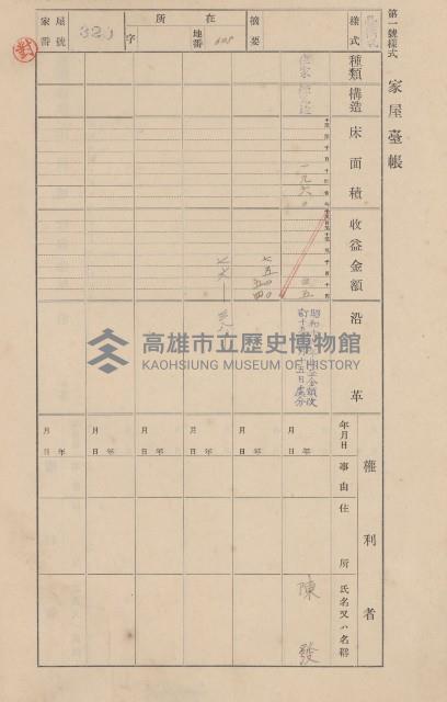 鳳山郡大寮庄翁公園家屋臺帳（三冊之內第二號）藏品圖，第124張
