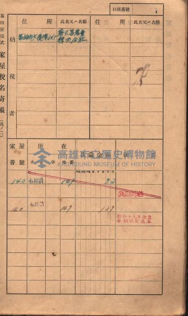 高雄州鳳山郡大樹庄小坪頂家屋稅名寄帳
（三冊之內第一號）藏品圖，第24張