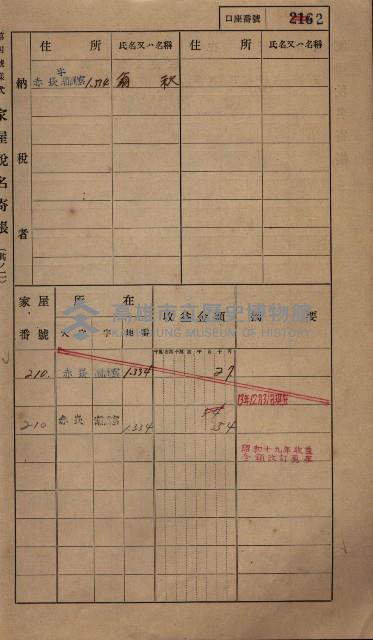 高雄州鳳山郡大寮庄赤崁家屋稅名寄帳
（三冊之內第一號）藏品圖，第24張
