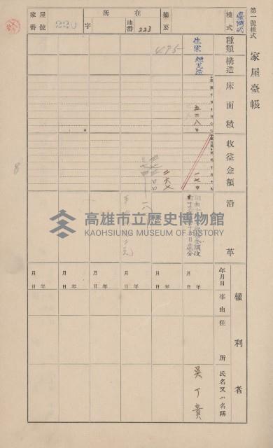 鳳山郡鳥松庄田草埔家屋臺帳
（二冊之內第二號）藏品圖，第24張