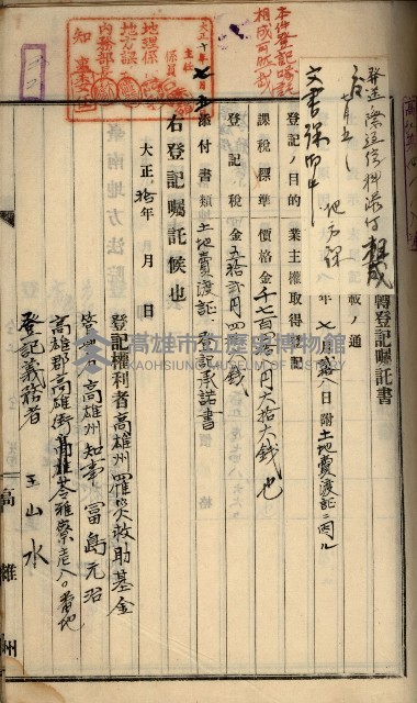 州財產－罹災救助基金所屬地ニ関スル登記原議書
（罹災救助－二十之五）藏品圖，第205張