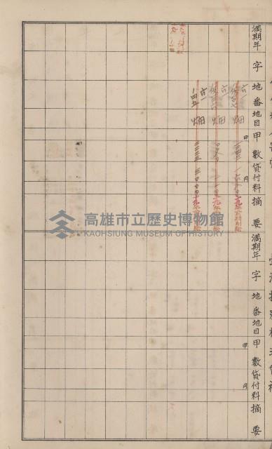 冊之內第○號
高雄州旗山郡旗山街貸付料名寄帳
臺灣拓殖株式會社藏品圖，第104張