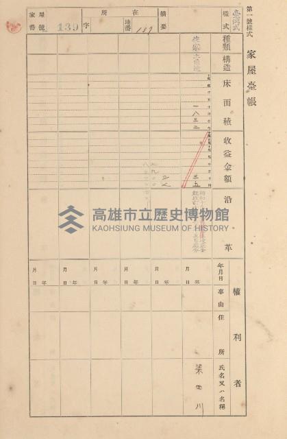 鳳山郡大寮庄拷潭家屋臺帳（一冊之內第一號）藏品圖，第104張