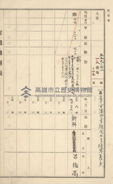 旗山街官租地臺帳（二冊之內第一號）藏品圖，第104張
