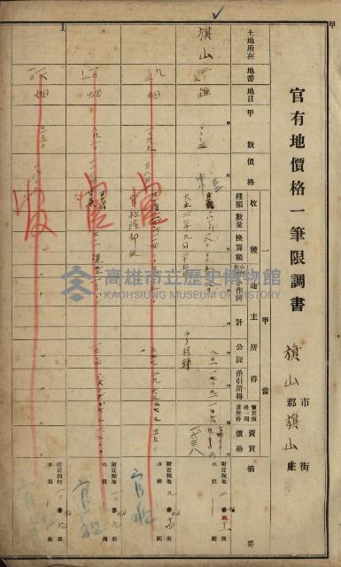 旗山郡（官有地價格一筆限調書）藏品圖，第3張