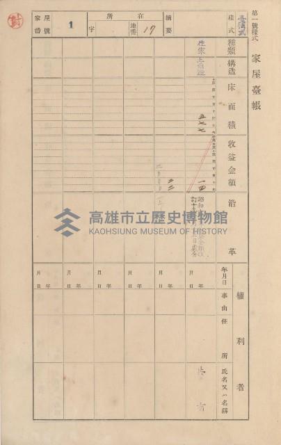 鳳山郡小港庄空地子家屋臺帳（一冊之內第一號）藏品圖，第4張
