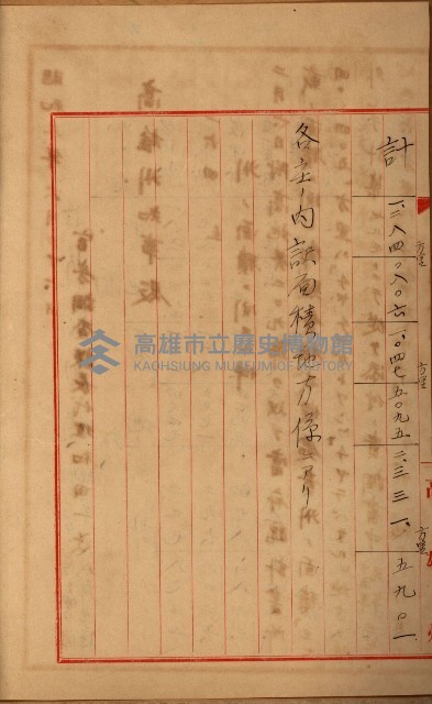 高雄州面積ニ關スル書類
（地理系）藏品圖，第4張