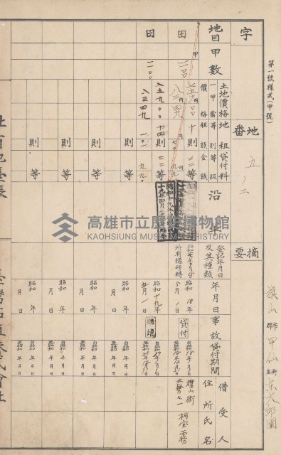 臺灣拓殖株式會社甲仙社有地臺帳（二之二）藏品圖，第4張