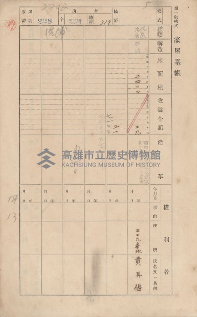 鳳山郡林園庄港子埔家屋臺帳（三冊之內第二號）藏品圖，第4張
