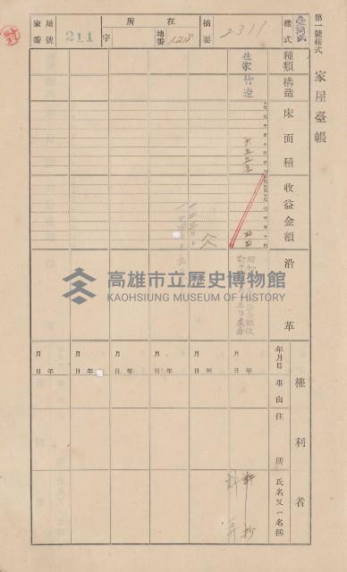 鳳山郡大樹庄溪埔家屋臺帳（二冊之內第二號）藏品圖，第4張