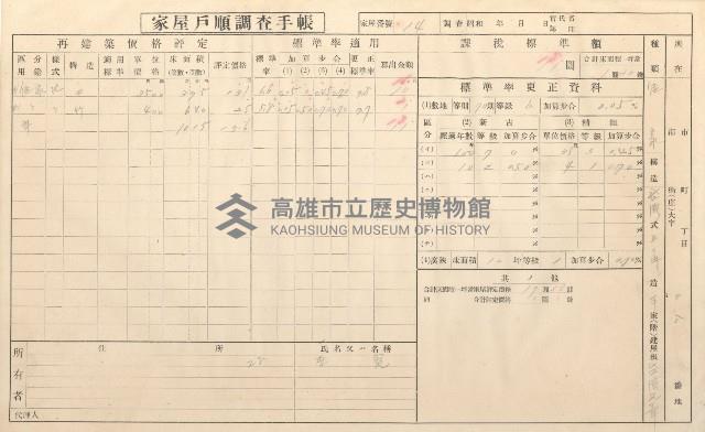 小港庄空地子、店子後家屋戶順調查手帳
（一冊之內一）藏品圖，第114張