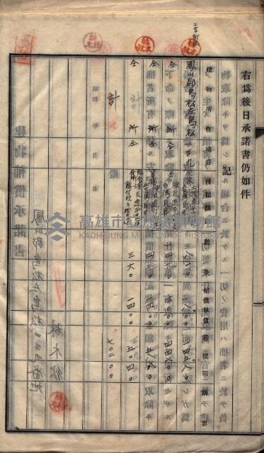 高雄工業用水道用地建物移轉承諾書
（買收關係－卅八之十五）藏品圖，第114張