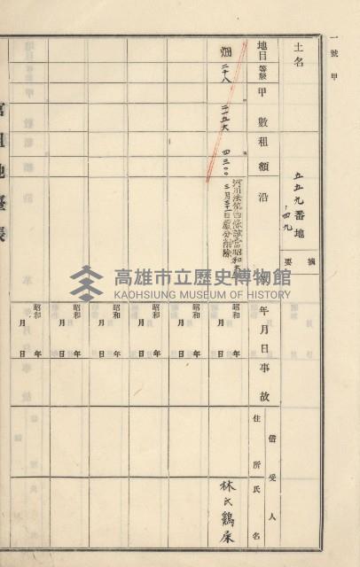 旗山街官租地臺帳（二冊之內第一號）藏品圖，第114張