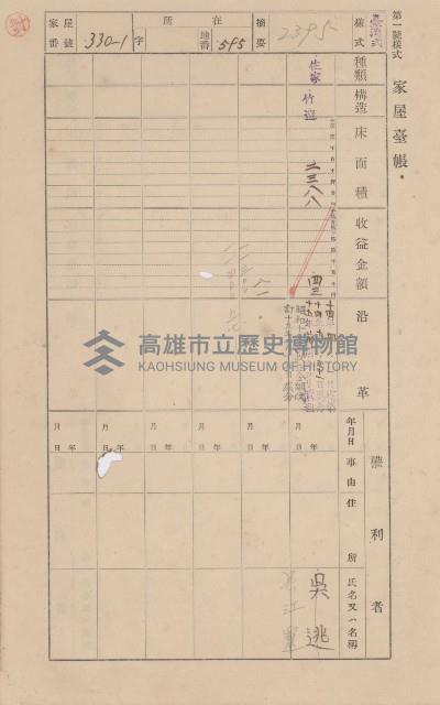 鳳山郡大樹庄溪埔家屋臺帳（二冊之內第二號）藏品圖，第114張