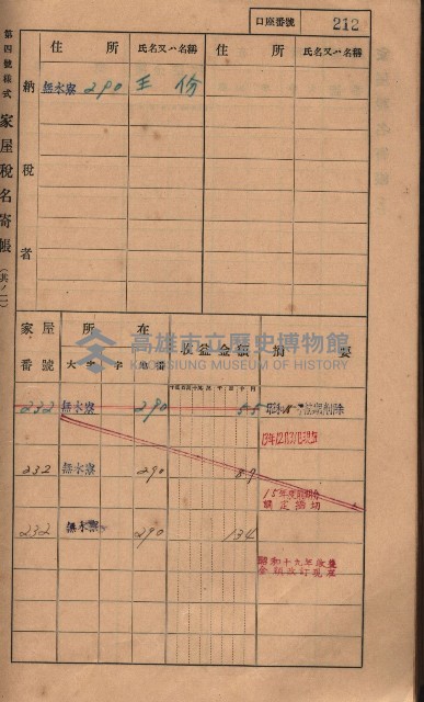 高雄州鳳山郡大樹庄無水寮家屋稅名寄帳
（二冊之內第二號）藏品圖，第14張