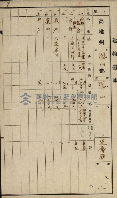 州所屬建物臺帳（高雄州鳳山郡）藏品圖，第14張