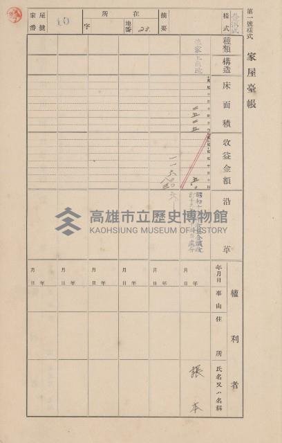 鳳山郡大樹庄九曲堂家屋臺帳（二冊之內第一號）藏品圖，第14張