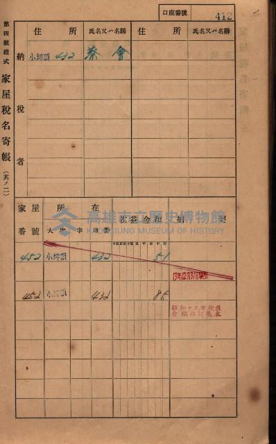 高雄州鳳山郡大樹庄小坪頂家屋稅名寄帳
（三冊之內第三號）藏品圖，第14張