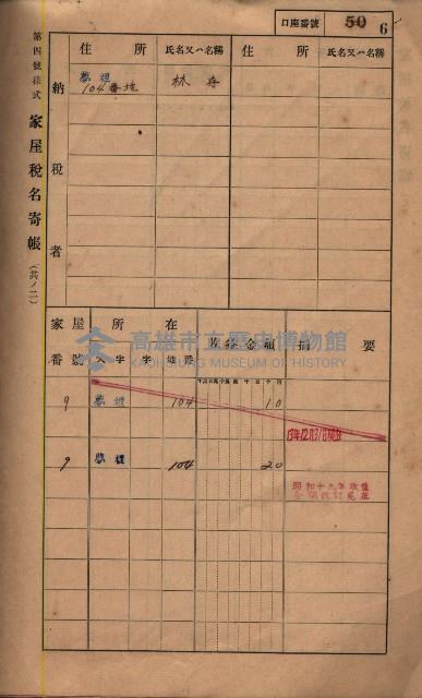 高雄州鳳山郡鳥松庄夢裡、崎子脚、十九灣家屋稅名寄帳
（一冊之內第一號）藏品圖，第14張