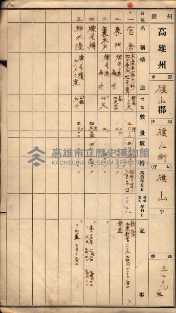 州所屬建物臺帳（高雄州旗山郡）藏品圖，第14張