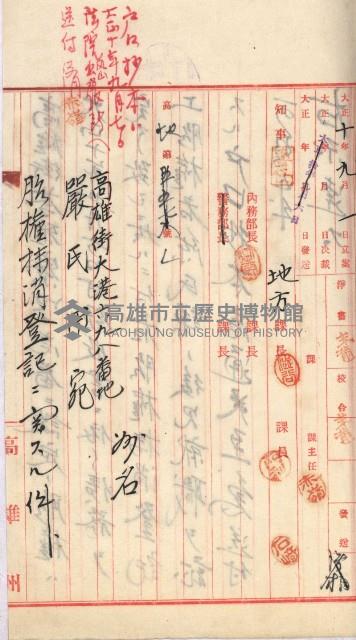州財產－罹災救助基金所屬地ニ関スル登記原議書
（罹災救助－二十之五）藏品圖，第255張