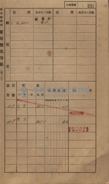 高雄州鳳山郡林園庄潭頭家屋稅名寄帳
（二冊之內第二號）藏品圖，第54張