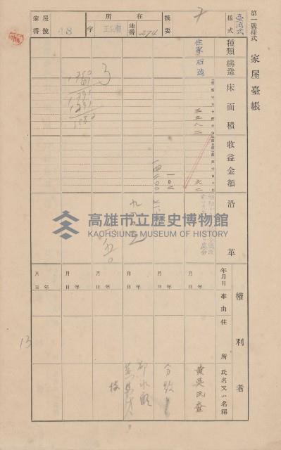 鳳山郡林園庄王公廟家屋臺帳（三冊之內第一號）藏品圖，第54張