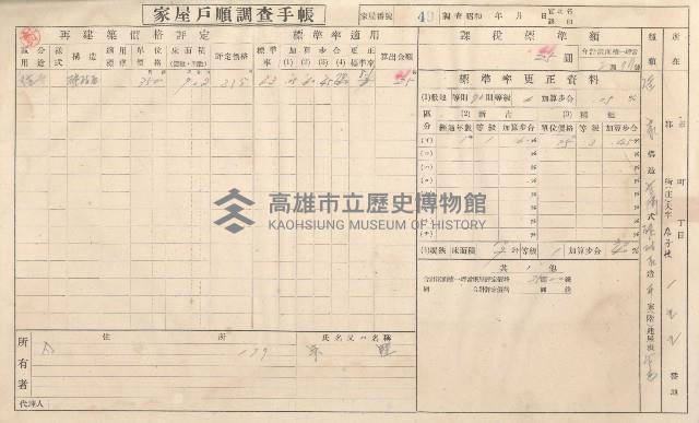 小港庄空地子、店子後家屋戶順調查手帳
（一冊之內一）藏品圖，第54張