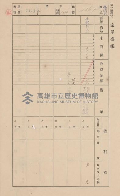 鳳山郡大樹庄溪埔家屋臺帳（二冊之內第二號）藏品圖，第54張