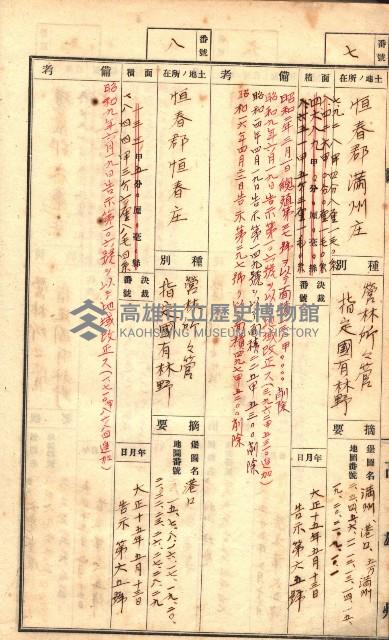 官有特種林野臺帳（高雄州）藏品圖，第44張