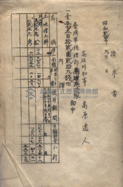 州有地臺灣軍借上契約綴藏品圖，第47張
