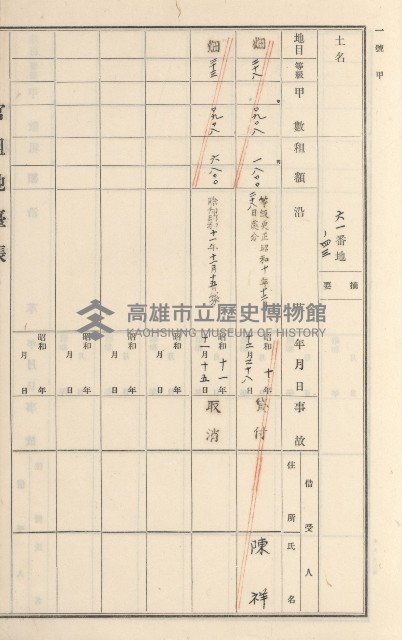 旗山街官租地臺帳（二冊之內第二號）藏品圖，第44張