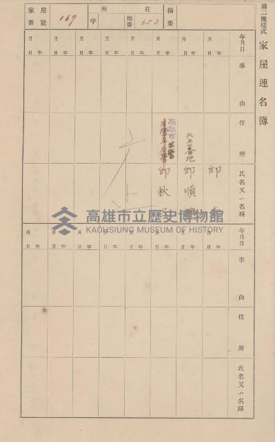 鳳山郡仁武庄翠屏村二之二家屋臺帳
（四冊之內第四號）藏品圖，第194張