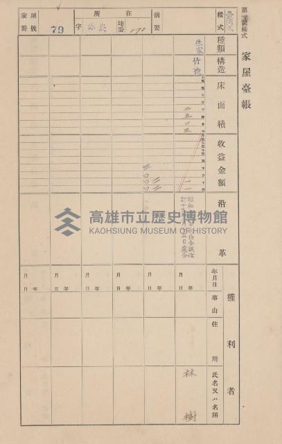 鳳山郡大寮庄赤崁家屋臺帳（四冊之內第一號）藏品圖，第94張