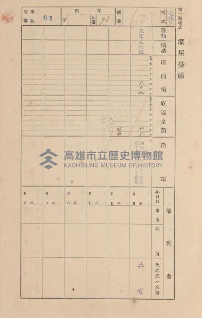 鳳山郡小港庄空地子家屋臺帳（一冊之內第一號）藏品圖，第94張