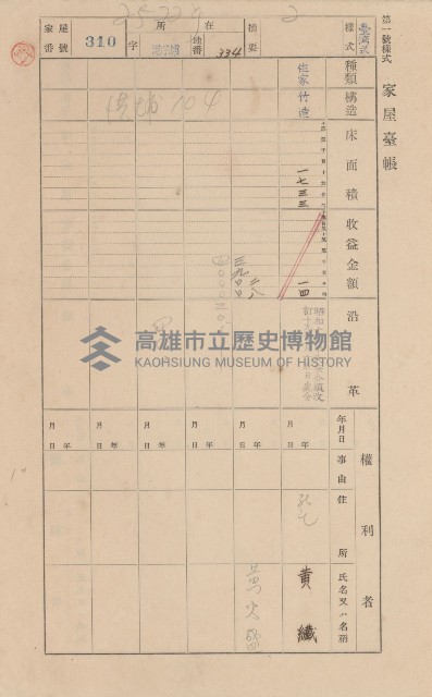 鳳山郡林園庄港子埔家屋臺帳（三冊之內第二號）藏品圖，第94張
