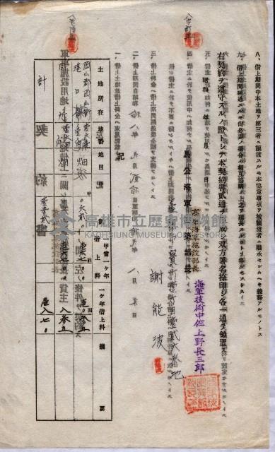 海軍土地借上契約書
（施設部長印捺印済）藏品圖，第784張