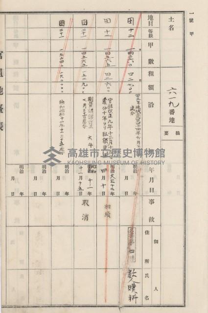 旗山街官租地臺帳（二冊之內第二號）藏品圖，第184張