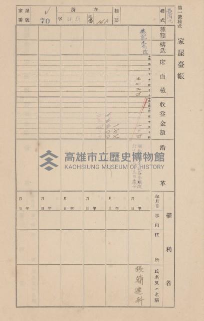 鳳山郡大寮庄赤崁家屋臺帳（四冊之內第一號）藏品圖，第84張