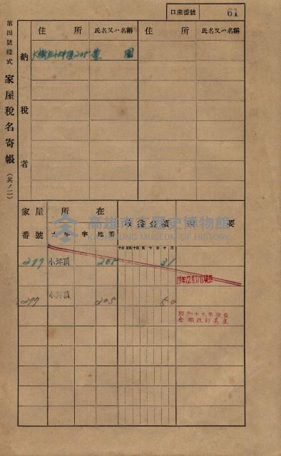 高雄州鳳山郡大樹庄小坪頂家屋稅名寄帳
（三冊之內第一號）藏品圖，第84張