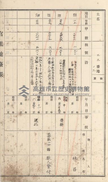 大樹庄官租地臺帳藏品圖，第34張