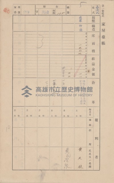 鳳山郡林園庄王公廟家屋臺帳（三冊之內第一號）藏品圖，第34張