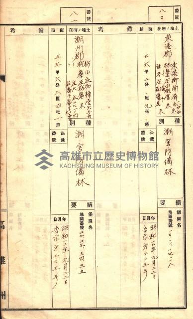 官有特種林野臺帳（高雄州）藏品圖，第34張