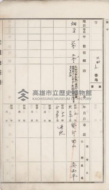 岡山街官租地臺帳（第六號）藏品圖，第34張